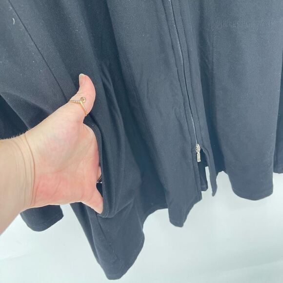 Eileen Fisher Womens Full Zip Jacket Long Sleeve Longline Black Petite Large - Picture 5 of 9